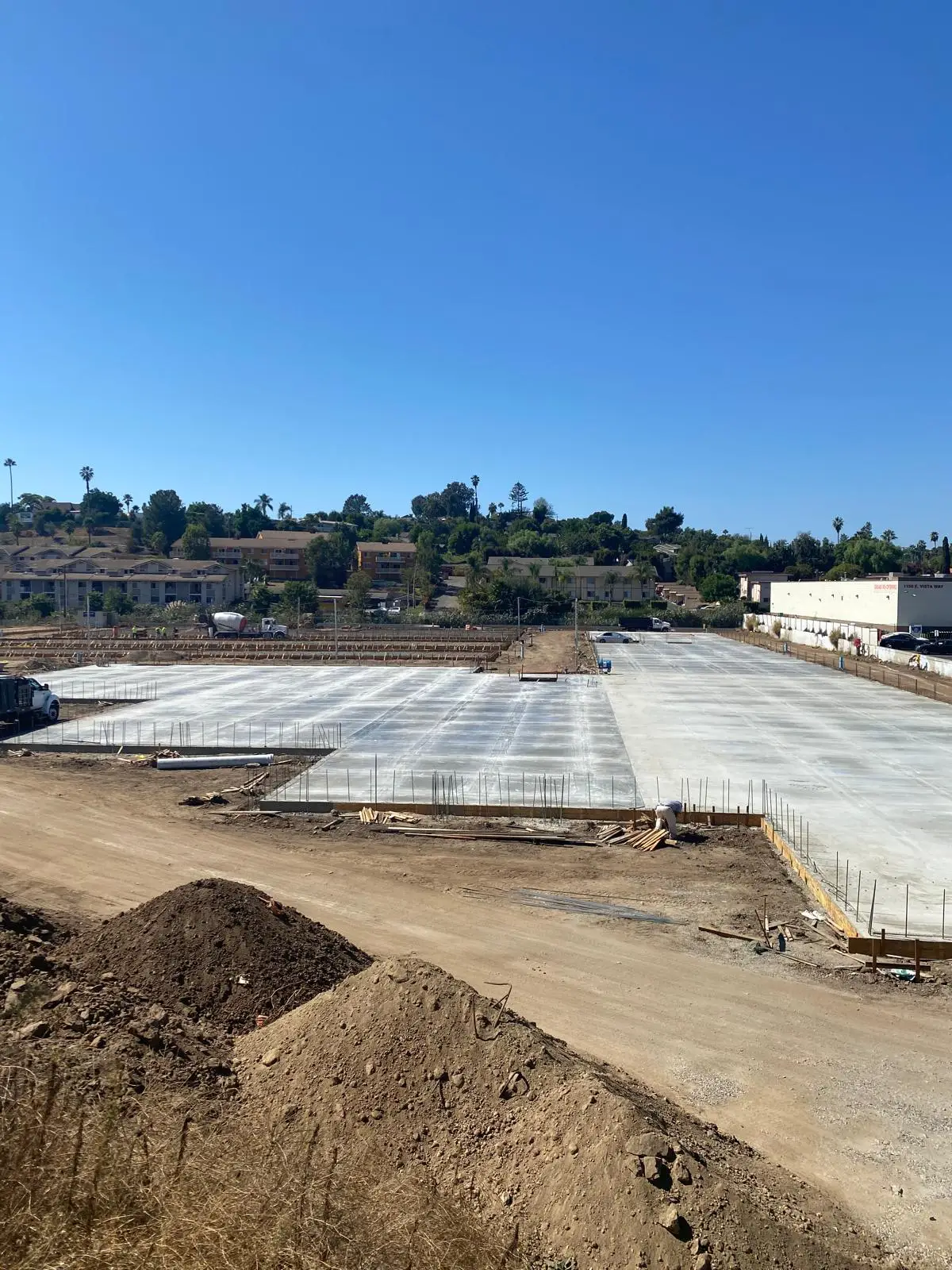 Large finished slab viewed from the site perimeter